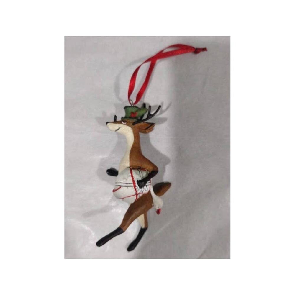 2005 Department 56 Reindeer Carrying a Goose‎ Tree Ornament, In Original Box